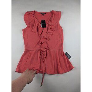 Lauren Ralph Lauren Ruffle V-Neck Sleeveless Top Island Hibiscus Size XS NWT